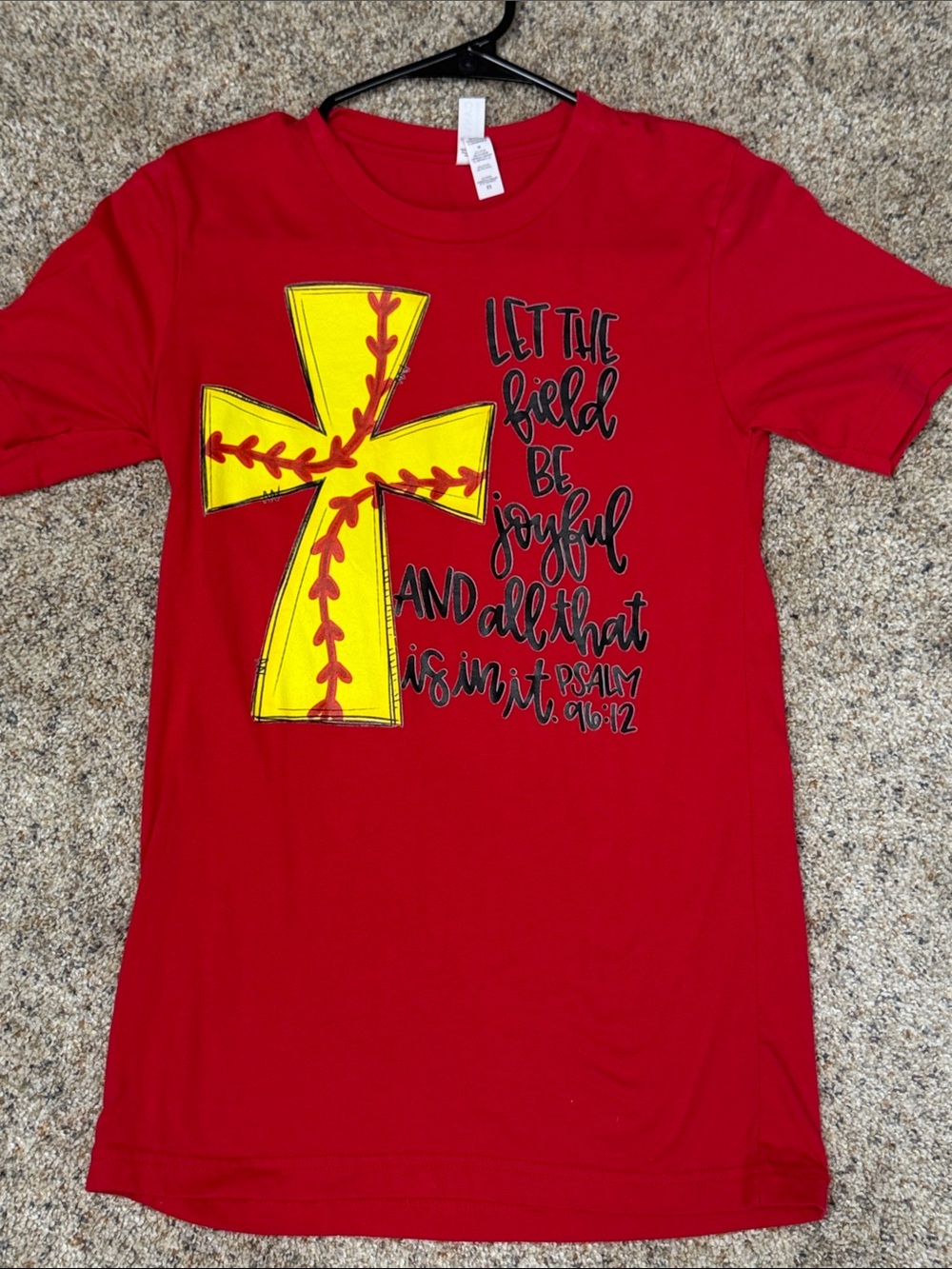 Bella Canvas Red Short Sleeve Tee with Yellow Cross Graphic